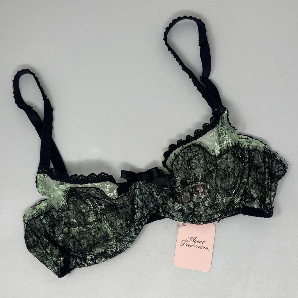 Agent Provocateur Francoise Mint Black Bra 34c Nwt